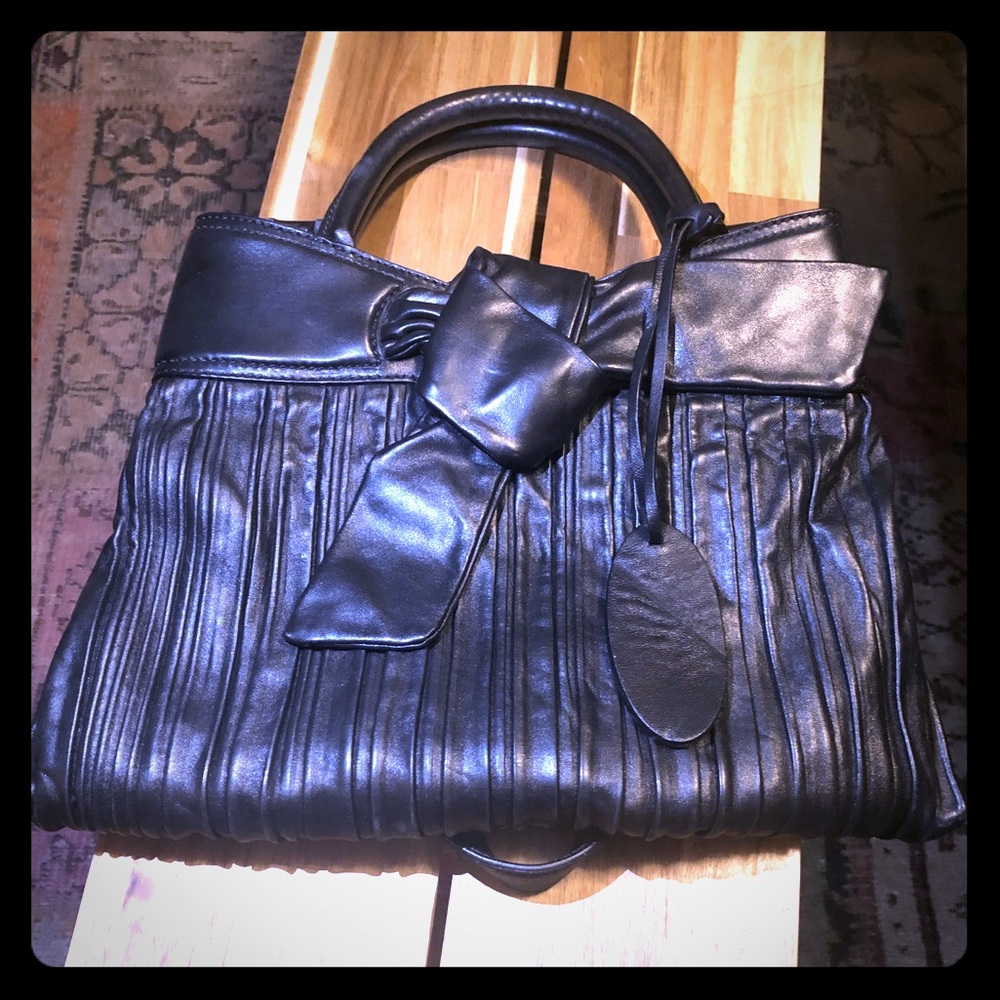 Zac Posen trillium leather shoulder bag.